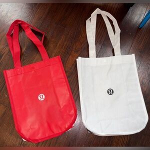 Lululemon Red and White reusable Tote Bags